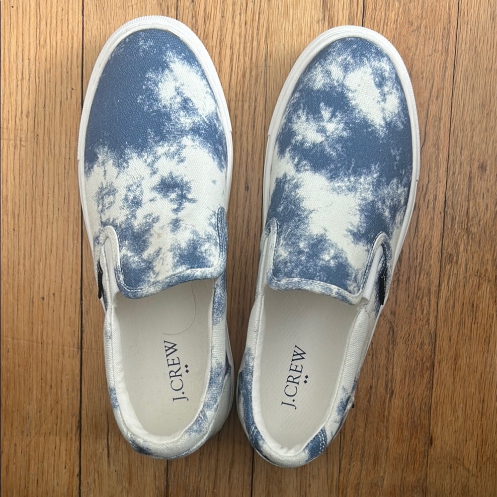 J. Crew Blue and White Tie-Dye Flats